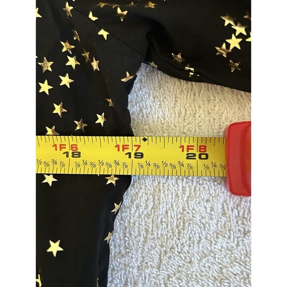 Solitaire Anthropology Black Stars Gold Roll Tab Long Sleeve Size Medium Button - Picture 15 of 16